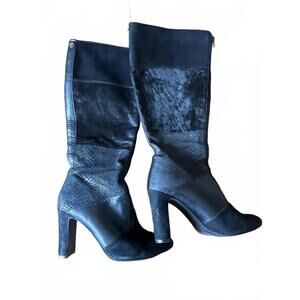 Women's Black Heeled Knee Boots